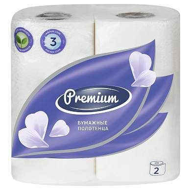 Полотенца бумажные в рулонах OfficeClean "Premium", 3-слойные, 11м/рул., тиснение, белые, 2шт. (арт. 279677)