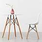 Стол обеденный BRABIX "Eames T-01", круглый, диаметр 80 см, опоры дерево, белый, 532633 (арт. 532633)