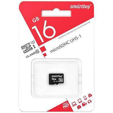 Карта памяти SmartBuy MicroSDHC 16GB UHS-1, Class 10, скорость чтения 30Мб/сек (арт. 239023)