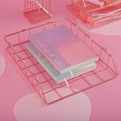 Лоток для бумаг горизонтальный MESHU "Rose Gold", металл (арт. 321490)