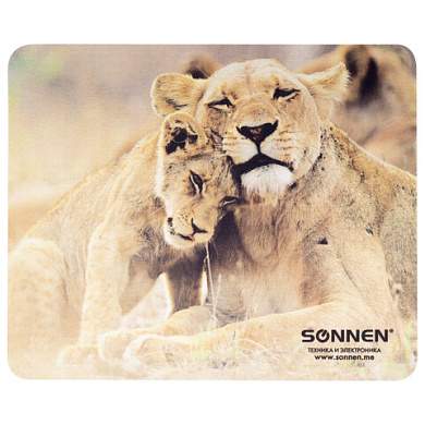 Коврик для мыши SONNEN "LIONS", резина + ткань, 220х180х3 мм, 513310 (арт. 513310)
