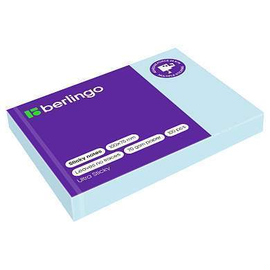 Самоклеящийся блок Berlingo "Ultra Sticky", 100*75мм, 100л., пастель, голубой (арт. 287179)
