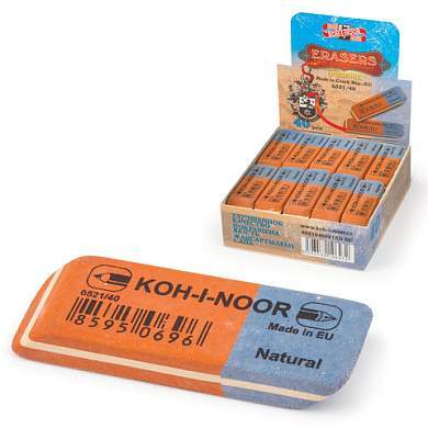 Ластик KOH-I-NOOR 6521/40, 57x19,5x8 мм, красно-синий, прямоугольный, скошенные края, натуральный каучук, 6521040021KDRU (арт. 225398)