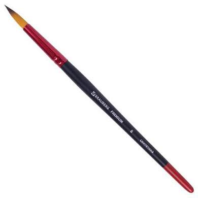 Кисть синтетика, круглая № 8, BRAUBERG PREMIUM, 201007 (арт. 201007)