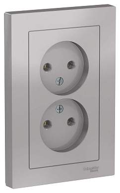 Schneider AtlasDesign роз. СУ 2 мест. алюминий (пласт. осн.) ATN000320 (арт. 662460)