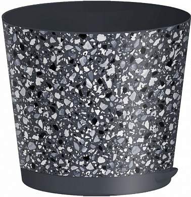 Горшок для цветов Stone Flower D=200мм (4л) прикорн.полив с декором, серый 221607035/01 Homver (арт. 800990)