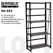 Стеллаж на металлокаркасе BRABIX "LOFT SH-001", 600х300х1250 мм, складной, цвет дуб антик, 641229 (арт. 641229)
