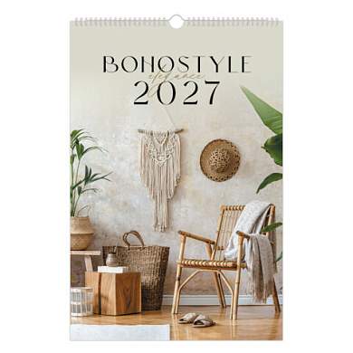 Календарь на гребне с ригелем 2027 г., 12 листов, 30х45 см, BRAUBERG, "Бохо", 118376 (арт. 118376)