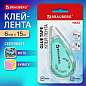 Клей-лента BRAUBERG MAXI, 6 мм х 15 м, корпус зеленый, блистер, 273029 (арт. 273029)