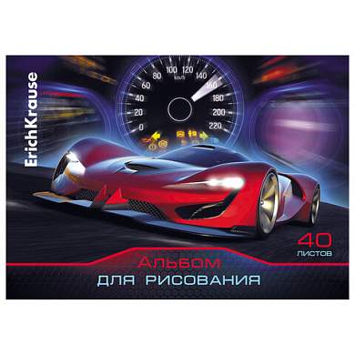 Альбом для рисования, А4, 40 л., склейка, обложка картон, бумага 120 г/м2, подложка, ERICH KRAUSE "Drive", 53178 (арт. 107855)