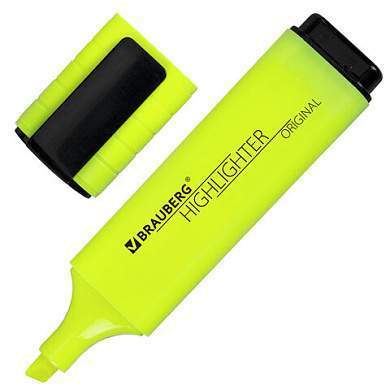 Текстовыделитель BRAUBERG "ORIGINAL NEON", ЖЕЛТЫЙ, линия письма 1-5 мм, 152211 (арт. 152211)