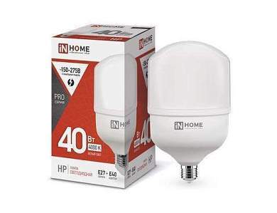 ASD/InHome высокомощн. E27 40W (3600lm) 4000К 4K 230V с адаптером E40 181x100 HP-PRO 1095 (арт. 722047)