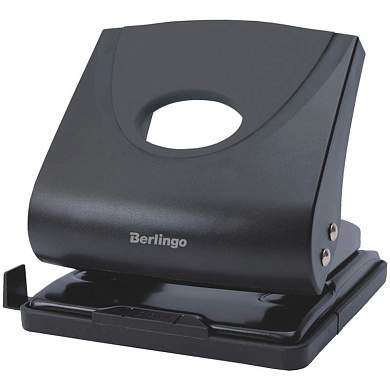 Дырокол Berlingo "Office Soft" 30л., пластиковый, черный, с линейкой (арт. 210986)