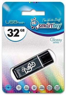 Флэш-диск (флэшка) USB 32Gb SmartBuy Glossy Black (SB32GBGS-K) (арт. 426133)