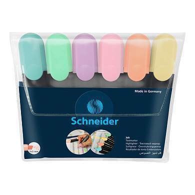 Набор текстовыделителей Schneider "Job" 06цв., пастельные ассорти, 1-5мм, прозрачный чехол (арт. 293769)
