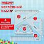 Набор чертежный ПИФАГОР (линейка 16 см, 2 треугольника, транспортир), прозрачный, европодвес, 210850 (арт. 210850)