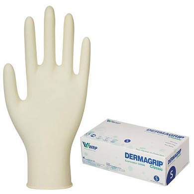 Перчатки латексные смотровые, 50 пар (100 шт.), размер S (малый), DERMAGRIP Classic, D1501-10 (арт. 630062)