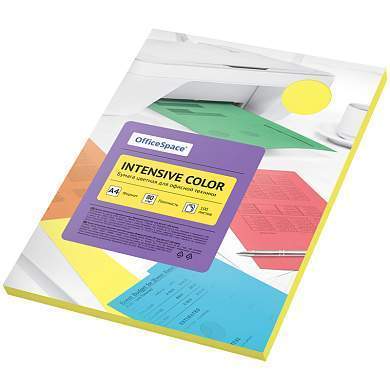 Бумага цветная OfficeSpace "Intensive Color", А4, 80г/м2, 100л., (желтый) (арт. 315724)