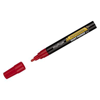 Маркер-краска MunHwa "Professional Paint Marker" красная, 4мм, нитро-основа (арт. 377883)