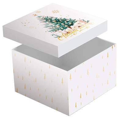 Коробка складная подарочная MESHU "New Year", (15*15*15см), отд фольгой (арт. 382898)