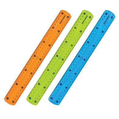 Линейка 30 см гибкая BRAUBERG "FLEX", пластиковая, ассорти, европодвес, 210675 (арт. 210675)
