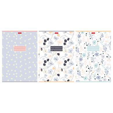 Тетрадь А4, 80 л., HATBER, скоба, клетка, Soft-touch ламинация, "Музыка цветов" (микс в спайке), 093514, 80Т4лВ1 (арт. 405700)