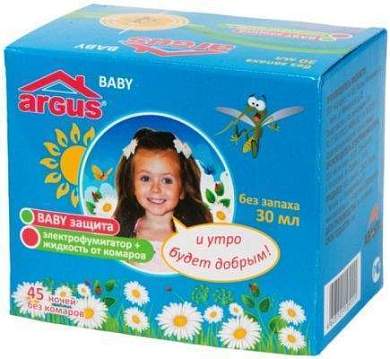 ARGUS baby Комплект детский От комаров 45 ночей (фумигатор + жидк 30мл) б/запаха АR-5 (арт. 557942)