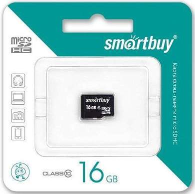 Флэш-карта (карта памяти) MicroSDHC 16GB Class10  SmartBuy без адаптера (арт. 457508)
