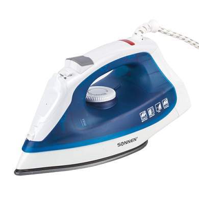 Утюг SONNEN SI-237A, 1800 Вт, антипригарное покрытие, синий/белый, 453504 (арт. 453504)