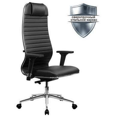 Кресло МЕТТА "ErgoLife" 10 B1-117D, хром, синхромеханизм, 2D-подлокотники, экокожа, черное (арт. 532994)