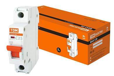 TDM автоматический выкл. ВА47-29 1P 25А 4,5кА х-ка С (12!) SQ0206-0076 (арт. 330819)