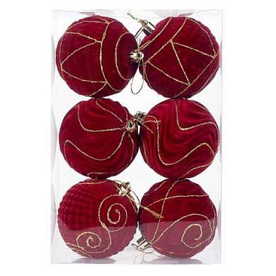 Шары елочные 6 шт., 8 см, "Burgundy Charm", пластик, софт-тач, бургунди, ЗОЛОТАЯ СКАЗКА, 592453 (арт. 592453)