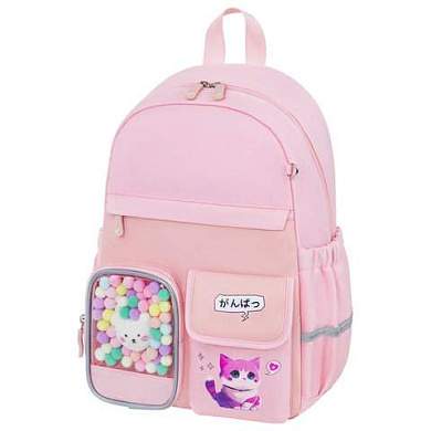 Рюкзак BRAUBERG PASTEL с термонашивками в комплекте, "Anime kitten", персиковый, 40х29х14 см, 272065 (арт. 272065)