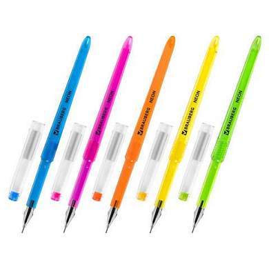 Ручка гелевая BRAUBERG DIAMOND NEON, ЧЕРНАЯ, корпус ассорти, игольчатый узел 0,5 мм, линия письма 0,25 мм, 144132 (арт. 144132)