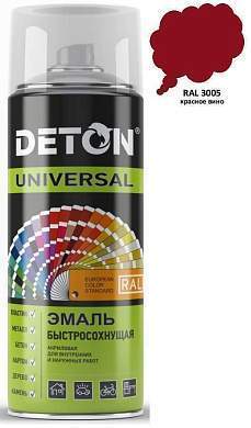 Эмаль аэрозоль 520мл акрил быстросохн. RAL3005 КРАСНОЕ ВИНО арт.DTN-A07246 Deton Universal (арт. 717319)