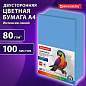 Бумага цветная BRAUBERG, А4, 80 г/м2, 100 л., интенсив, синяя, для офисной техники, 112453 (арт. 112453)