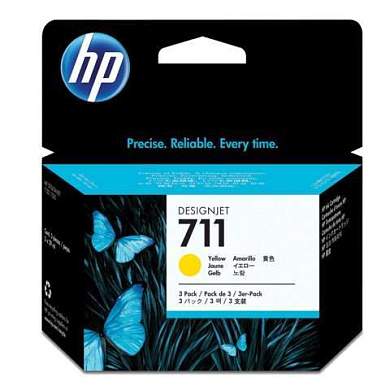 Картридж струйный для плоттера HP (CZ136A) Designjet T120/520, №711, желтый, комплект 3 шт. х 29 мл, оригинальный (арт. 361317)