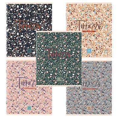 Тетрадь А5 96 л. BRAUBERG скоба, клетка, обложка картон, "Terrazzo" (микс в спайке), 404437 (арт. 404437)