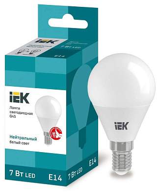 IEK шар G45 E14 7W(630lm) 4000K 4K 78x45 матов. ECO LLE-G45-7-230-40-E14 (арт. 562418)