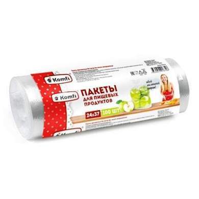 Пакеты фасовочные для продуктов 24*37см (10мк) ПНД 100шт/рулон, арт.PFV0710 Komfi (арт. 602254)