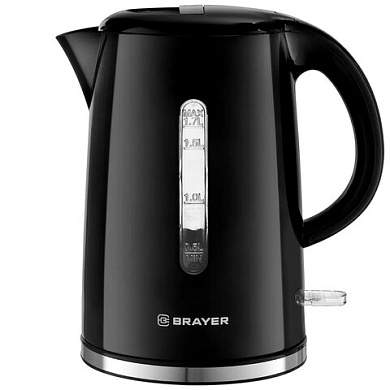Чайник BRAYER BR1032, 1,7 л, 2200 Вт, закрытый нагревательный элемент, автоотключение, пластик, черный, 1032BR (арт. 456045)
