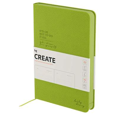 Ежедневник недатированный, А5, 136л., твердый переплет, кожзам, BG "Create. Lime", лаймовый, цветной срез (арт. 369886)