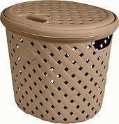 Корзина для белья с крышкой Rattan 14л(325х280х280мм),шоколадный PT408811015 Plast Team(аналог 713889) (арт. 837028)