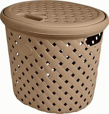Корзина для белья с крышкой Rattan 14л(325х280х280мм),шоколадный PT408811015 Plast Team(аналог 713889) (арт. 837028)