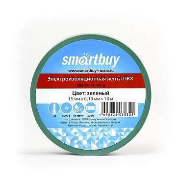 Smartbuy Изолента 15/10 0.13Х15Мм, 10 Метров, Зеленая (Sbe-It-15-10-G) (арт. 613200)