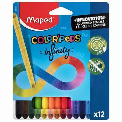 Карандаши цветные монолитные MAPED "Infinity", набор 12 цветов, трехгранные, 861600 (арт. 182053)