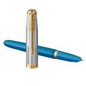 Ручка перьевая Parker "51 Turquoise GT" темно-синяя, 0,8мм, подарочная упаковка (арт. 359518)