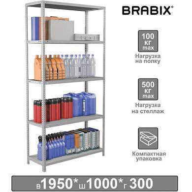 Стеллаж металлический BRABIX "MS KD-195/30-5", 1950х1000х300 мм, 5 полок, сборная стойка, 291118, S240BR243502 (арт. 291118)