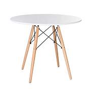 Стол обеденный BRABIX "Eames T-01", круглый, диаметр 80 см, опоры дерево, белый, 532633 (арт. 532633)