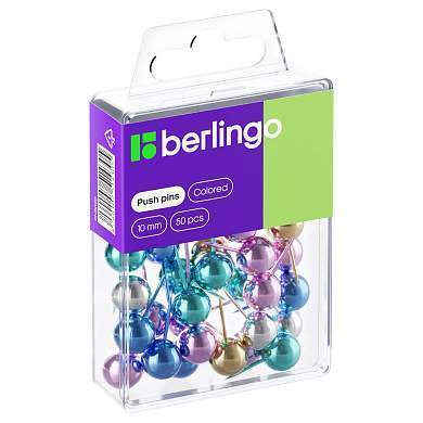 Кнопки силовые Berlingo, 50шт., металлизированные, ассорти, пласт. упак., европодвес (арт. 285394)
